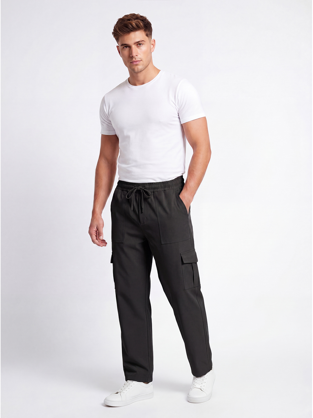 Men's Solid Cargo Trackpant