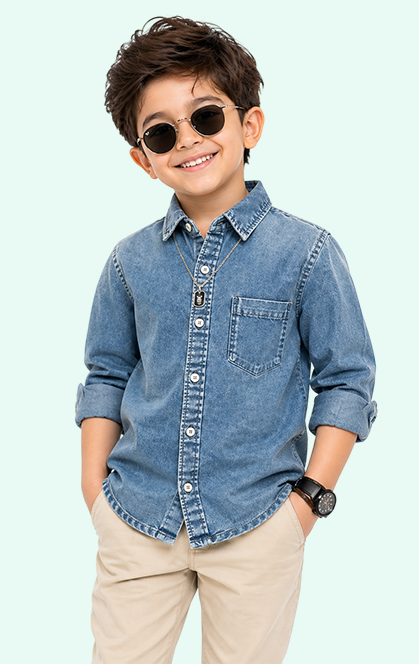 Boy's Denim Shirt in Washed Look