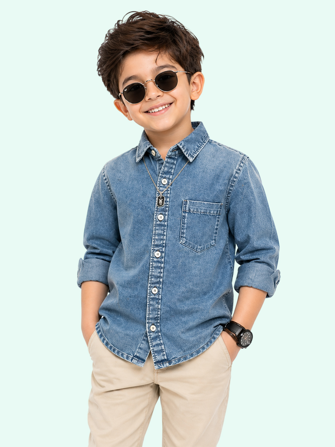 Boy's Denim Shirt in Washed Look