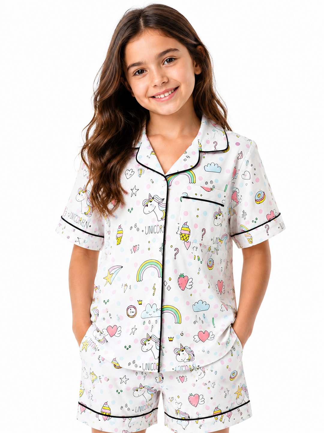 Girl's Printed Night Suit with Shorts