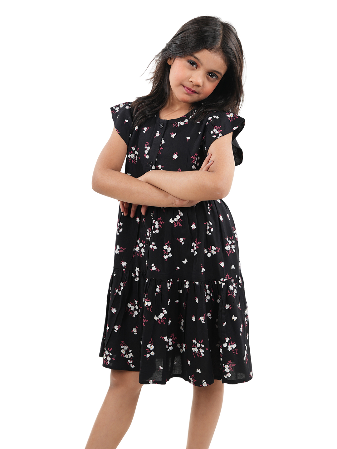 Girl's Floral Print Pure Cotton A - Line Dress