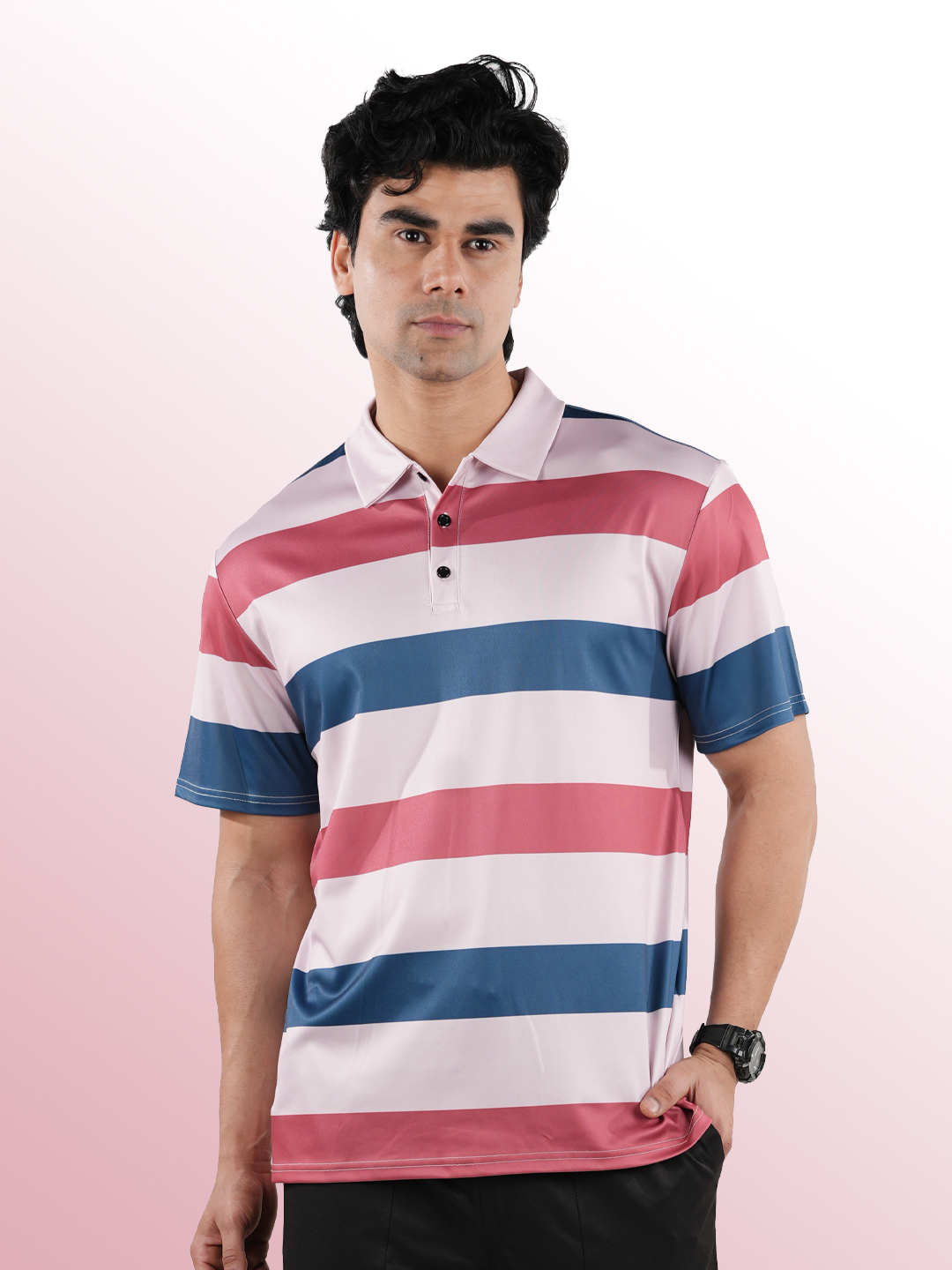 Mens Even Stripe Polo t-shirt