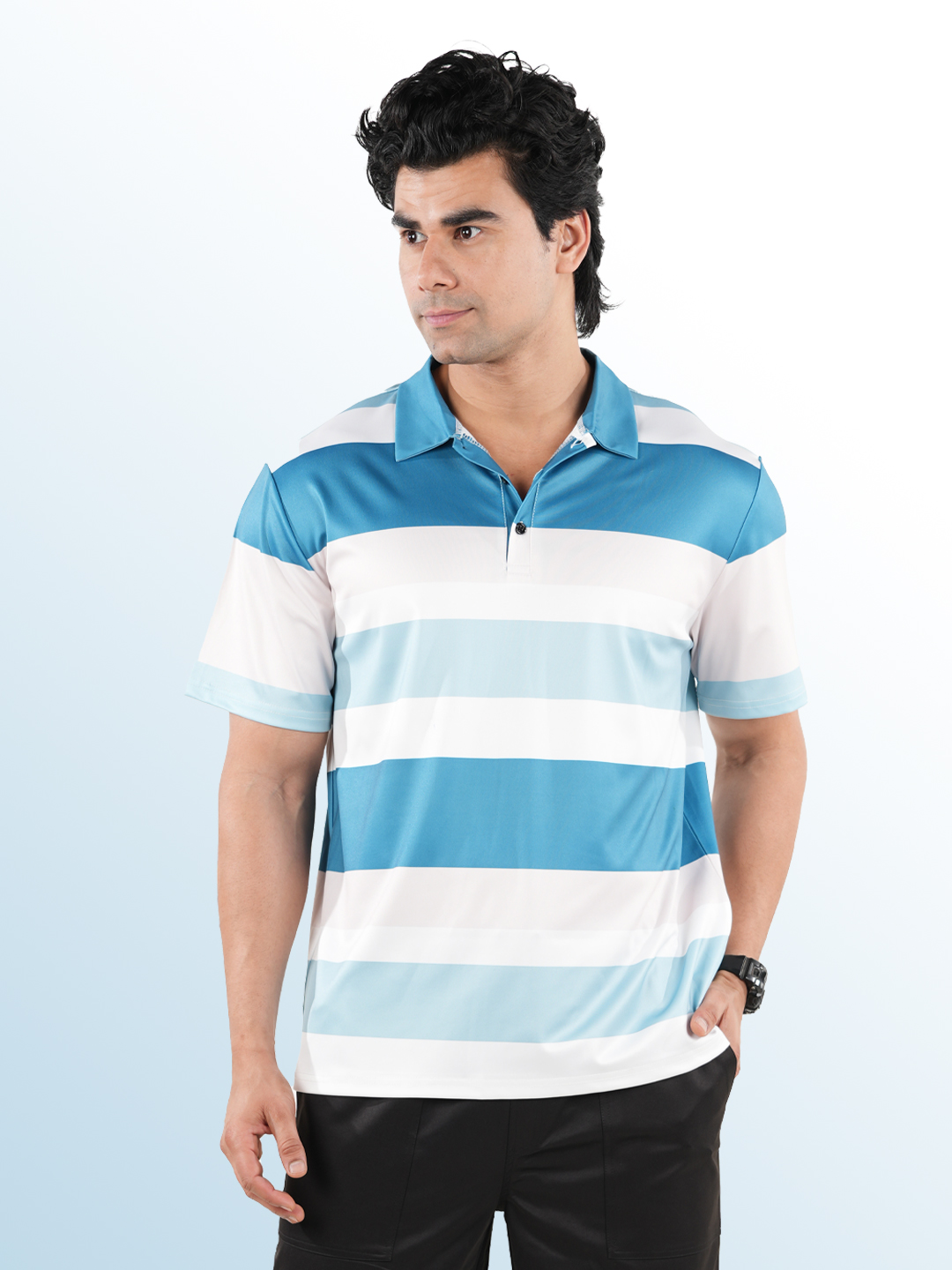 Mens Even Stripe Polo t-shirt