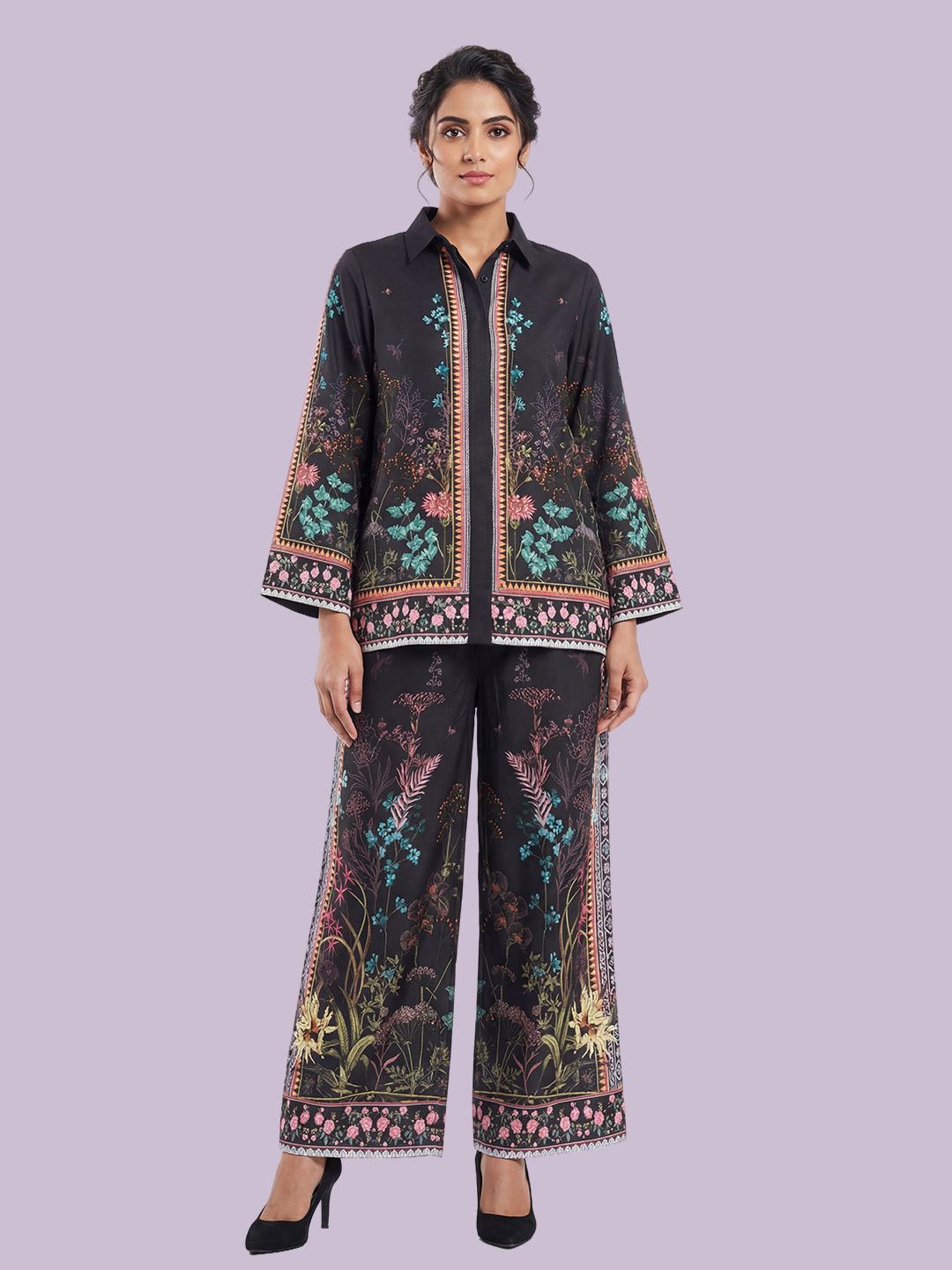 Womens multi color printed co-ord set